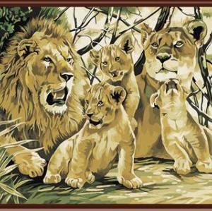 nature landscape coloring by numbers kit handmaded painting lion design animal picture GX6519