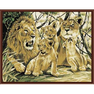 nature landscape coloring by numbers kit handmaded painting lion design animal picture GX6519