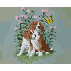 Hund und schmetterling design Ölgemälde von nummer 2015 fabrik heißer verkauf Bild gx6770