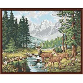 naturel Waldlandschaft deerbild leinwand Öl malen nach zahlen gx6801 großhandel