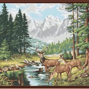 naturel forest landscape deer picture canvas oil painting by numbers GX6801 wholesales