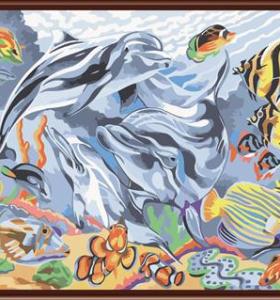 Handmaded pintura al óleo by números abstracta del paisaje marino de diseño 2015 de la fábrica venta caliente nuevos articulos GX6502