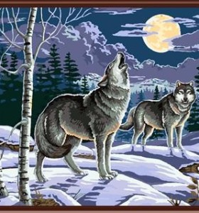 Handmaded pintura by números GX6832 nieve la noche imagen del lobo
