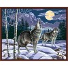 handmaded painting by numbers GX6832 snow night wolf picture