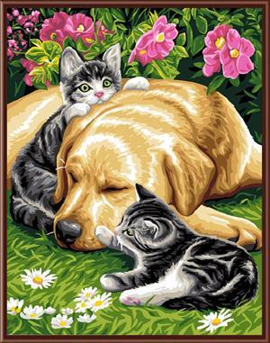 diy painting by numbers on canvas factory new design GX6538 animal dog and cat photo design
