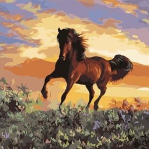 abstract canvas oil painting by numbers with running horse picture yiwu wholesales GX6943