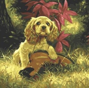 paint by number on canvs dog picture animal design factory new 2015 GX6938