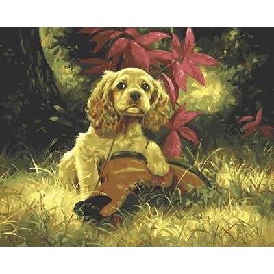 paint by number on canvs dog picture animal design factory new 2015 GX6938