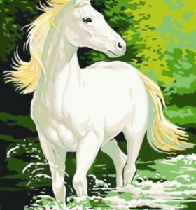 GX6927oil painting by numbers with white running horse picture