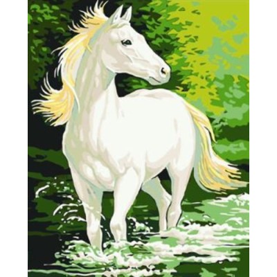 gx6927oil malen nach zahlen mit weißen Rennpferd Bild