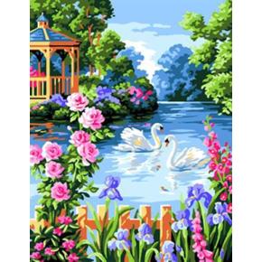 naturel Landschaft blume und Haus design Öl malen nach zahlen gx6712