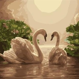 oil painting on canvas by numbers handmaded digital paintings swan picture yiwu wholesales GX6958 paint boy brand