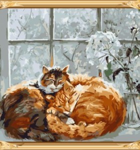GX7342 Acrylic Paint diy oil painting by numbers with cat photo