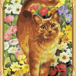 GX7358 yiwu art suppliers cat paint by numbers canvas diy oil painting