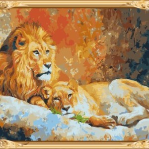 diy animal lion canvas oil painting by numbers GX7478