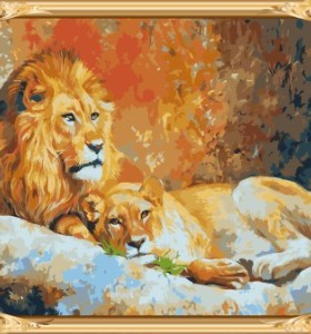 Diy animal del león de la lona pintura al óleo by números GX7478