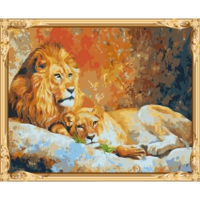 Diy animal del león de la lona pintura al óleo by números GX7478
