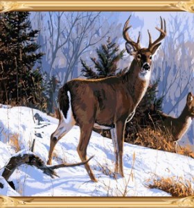 Arte de la pared de los ciervos de la navidad pintura by número GX7532