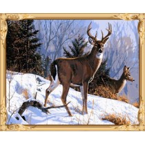 wall art deer christmas paint by number GX7532