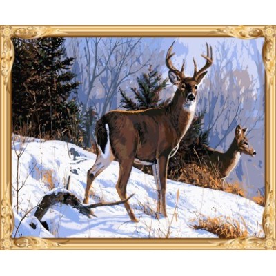Arte de la pared de los ciervos de la navidad pintura by número GX7532