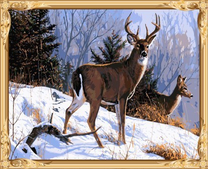 wall art deer christmas paint by number GX7532