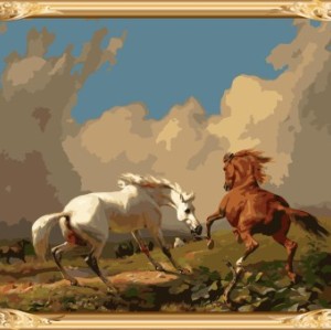 GX7461 coloring with numbers running horse canvas oil painting by numbers kits for bedroom decor