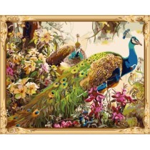 hot photo diy wall art peacock oil painting by numbers for adults GX7546