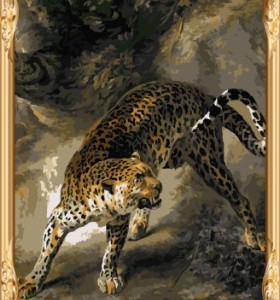 Gx 7631 pintura al óleo de leopardo con números de materiales de arte en yiwu