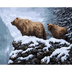 Gx 7655 números oso pintura al óleo en la lona para decoración de la pared