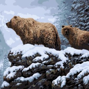 GX 7655 bear numbers oil painting on canvas for wall decor