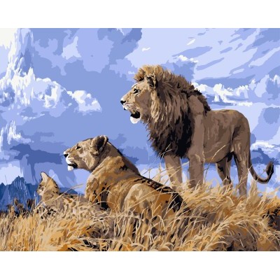 Gx 7659 león de acrílico color por números diy arte de la pintura