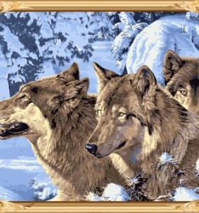 GX7464 wolf canvas oil painting by numbers kits for bedroom decor