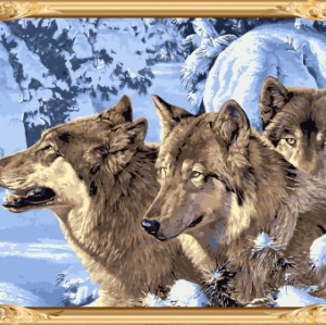 GX7464 wolf canvas oil painting by numbers kits for bedroom decor