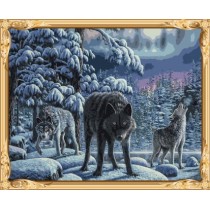 GX7466 snow landscape wolf canvas oil painting by numbers kits for bedroom decor