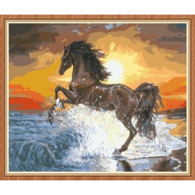 Artes artesanía caballo corriente digital pintura al óleo mar para la decoración casera GX7838