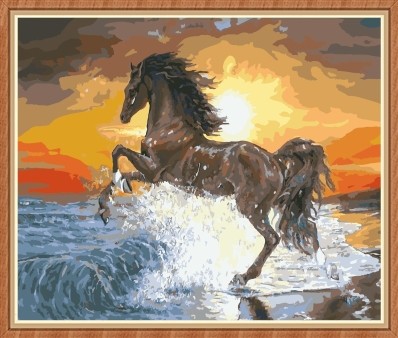 arts crafts running horse digital oil painting seaside for home decor GX7838
