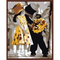 oil painting girl and boy photo ,canvas oil painting by numbers ,GX6342