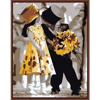 oil painting girl and boy photo ,canvas oil painting by numbers ,GX6342