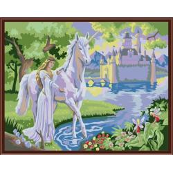 malen nach zahlen auf leinwand mit pferd und Prinzessin bildgestaltung gx6517