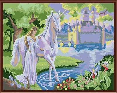 paint by number on canvas with horse and princess picture design GX6517