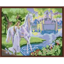 paint by number on canvas with horse and princess picture design GX6517