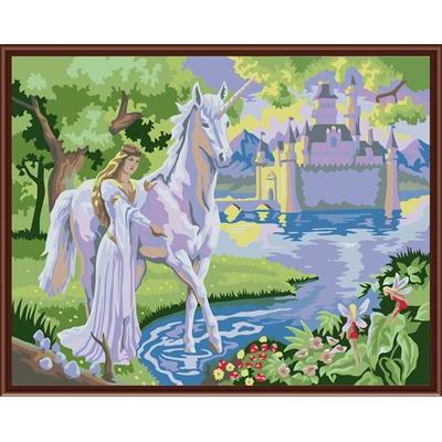 la pintura por número sobre lienzo con el caballo de la princesa y el diseño de imagen gx6517