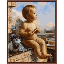 acrylic oil painting on canvas painting by number with angel baby design GX6404 yiwu art suppliers