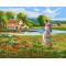 village landscape women and flower design abstract oil paint by number GX6692 yiwu art suppliers