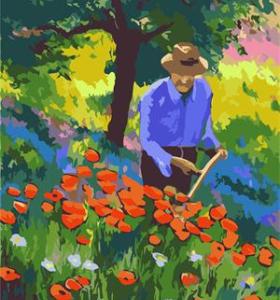 oil painting by number handmaded acrylic painting on canvas GX6790 gardener and flower design