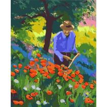 oil painting by number handmaded acrylic painting on canvas GX6790 gardener and flower design