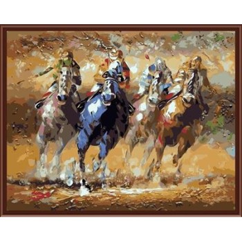 running horse paint by numbers yiwu wholesales paint boy canvas painting kit GX6840