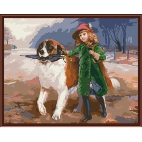 handmaded malen nach zahlen gx6835 wenig Mädchen und Hund Bild malen Junge