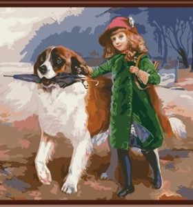 handmaded malen nach zahlen gx6835 wenig Mädchen und Hund Bild malen Junge