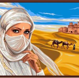 coloring by numbers kit handmaded painting women photo design arab girl picture GX6531